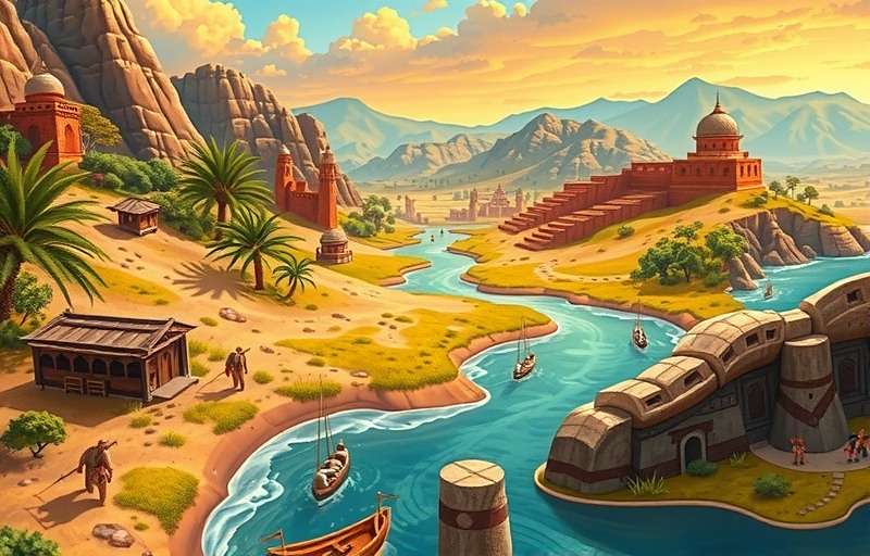 Fennel Foray Indian Route game cover showing ancient Indian spice traders traveling through diverse landscapes