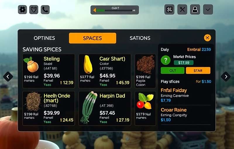 Fennel Foray Indian Route gameplay showing trading interface with various spices and market prices